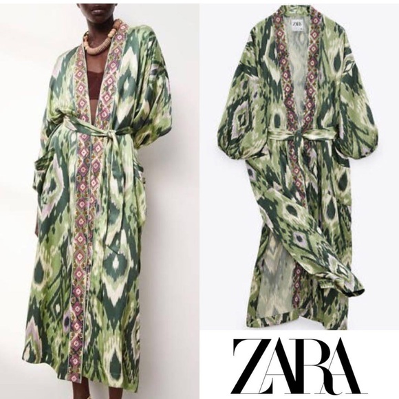 Zara Other - Zara Green Patterned Kimono Dress